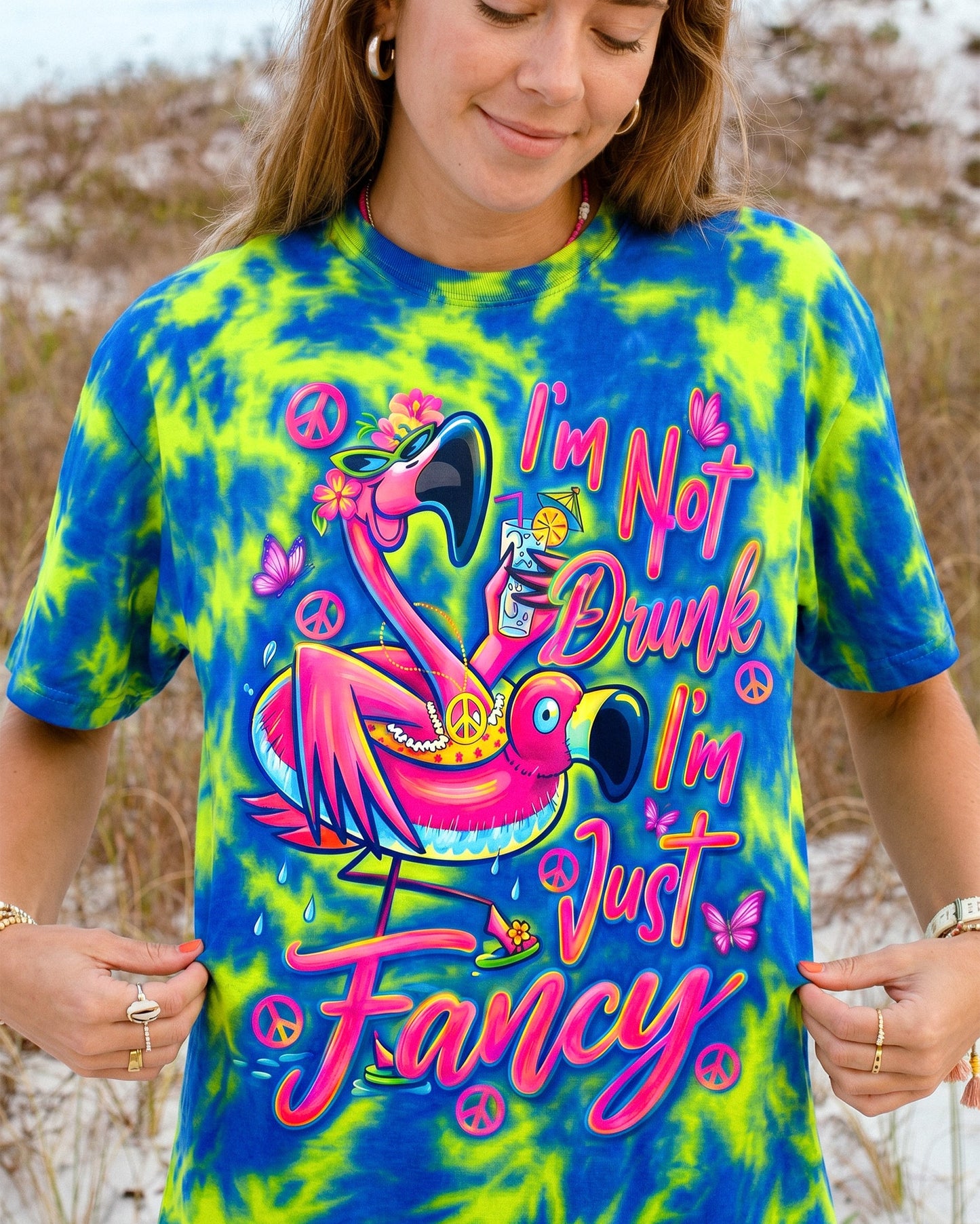 I'M NOT DRUNK FANCY FLAMINGO ALL OVER PRINT - RI0107261