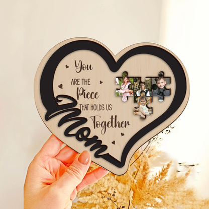 Mother's Day Custom Mom Puzzle Heart Sign
