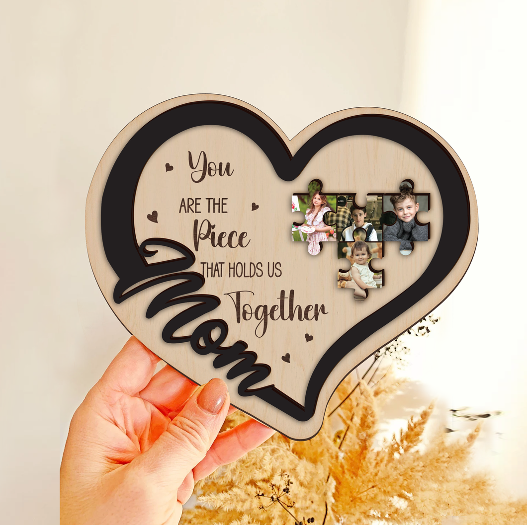 Mother's Day Custom Mom Puzzle Heart Sign