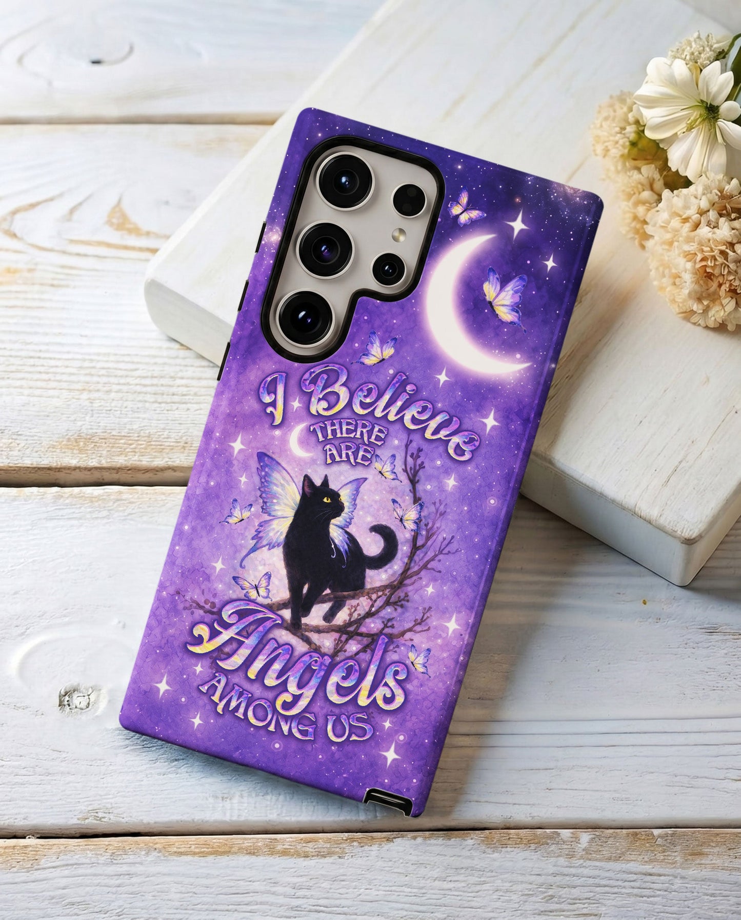 I BELIEVE THERE ARE ANGELS AMONG US BLACK CAT PHONE CASE  - TLNO2605262