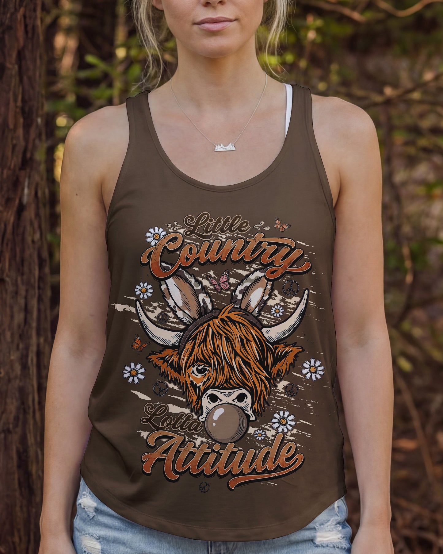 LITTLE COUNTRY LOTTA ATTITUDE COW ALL OVER PRINT  - TLTW1106262