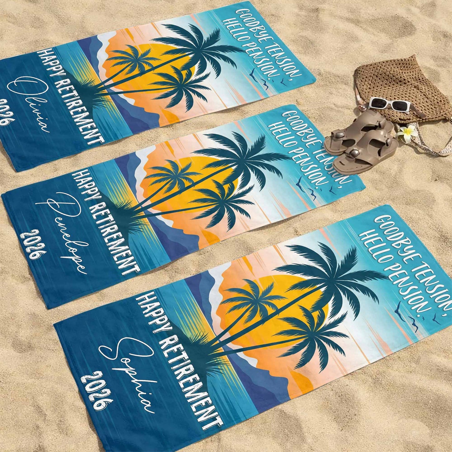 Personalized Beach Towel Custom Name Retirement Gift for Dad Beach Towels GradoCreations