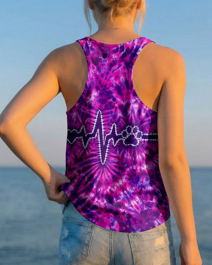 HEARTBEAT PAW PRINT PURPLE PINK BURST ALL OVER PRINT - TLHG1706261