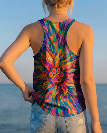 SUNFLOWER WITH PAW PRINT BURST ALL OVER PRINT - TLTW0707263