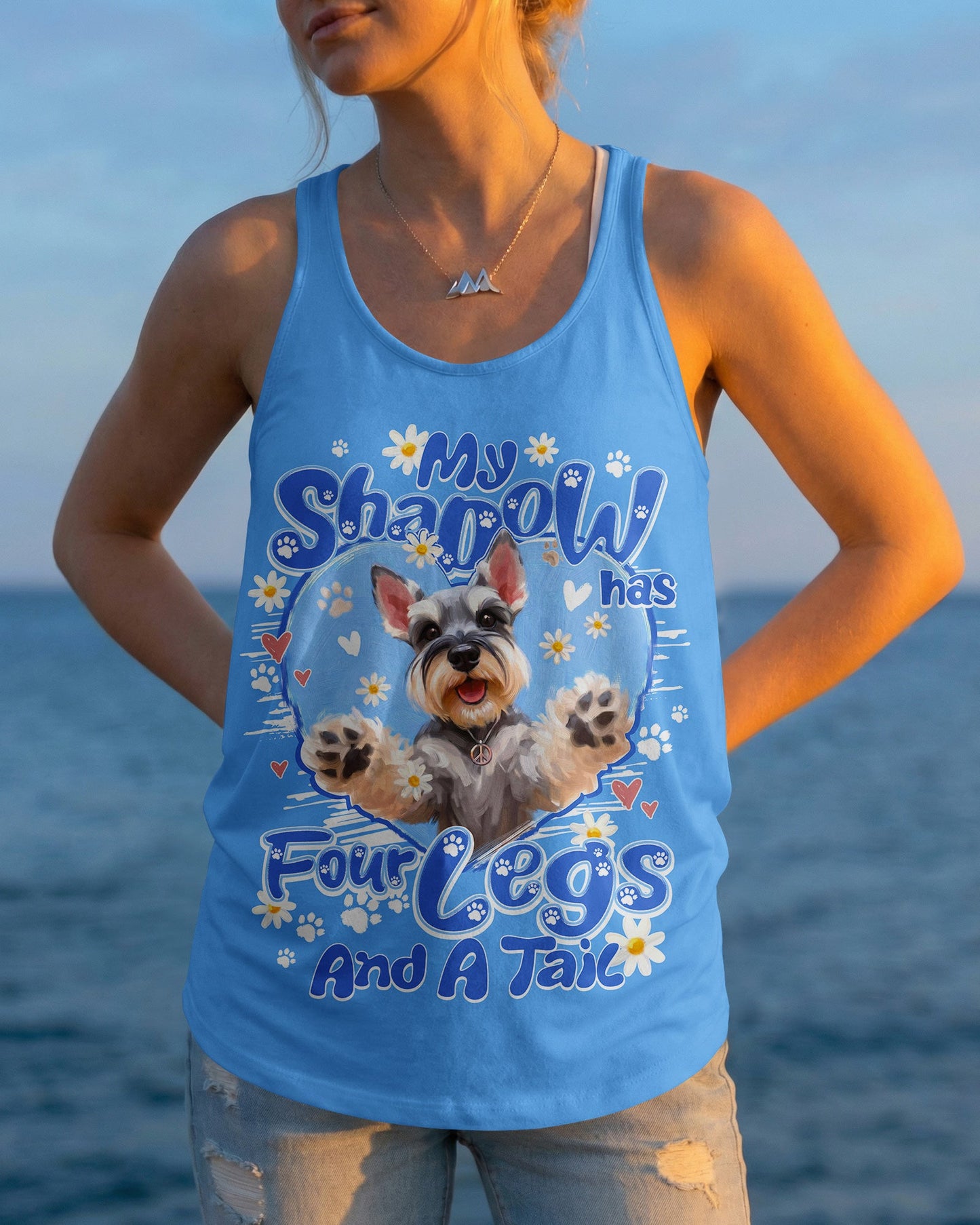 MY SHADOW HAS FOUR LEGS AND A TAIL SCHNAUZER DOG ALL OVER PRINT - TY2005261