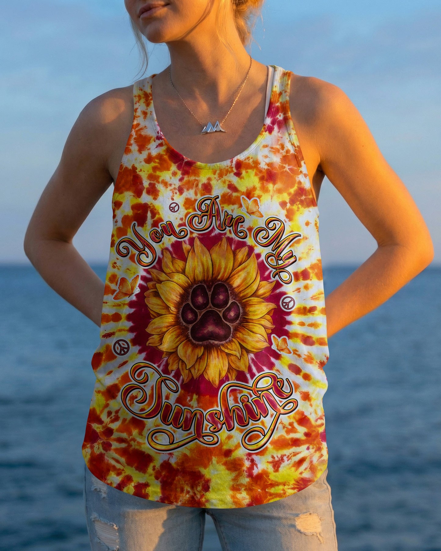 YOU ARE MY SUNSHINE PAW PRINT SUNFLOWER BURST ALL OVER PRINT  - TLTW3006264
