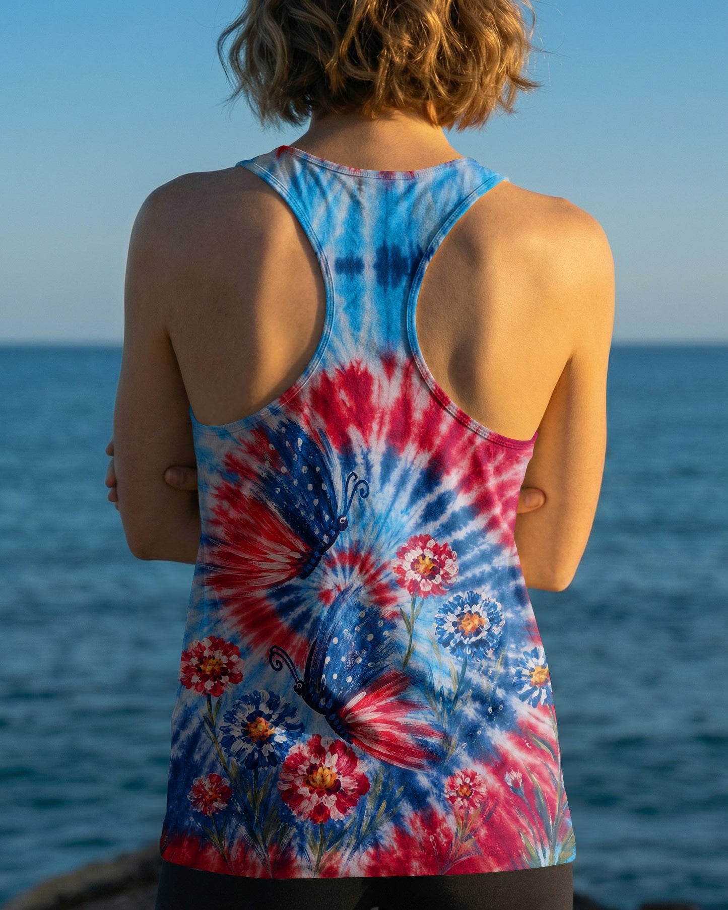 RED WHITE BLUE BUTTERFLY ALL OVER PRINT - RITD2406261