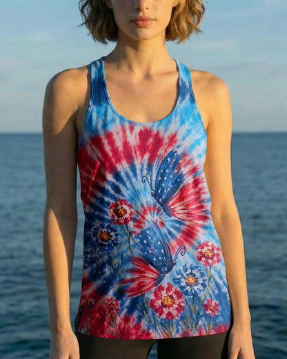 RED WHITE BLUE BUTTERFLY ALL OVER PRINT - RITD2406261