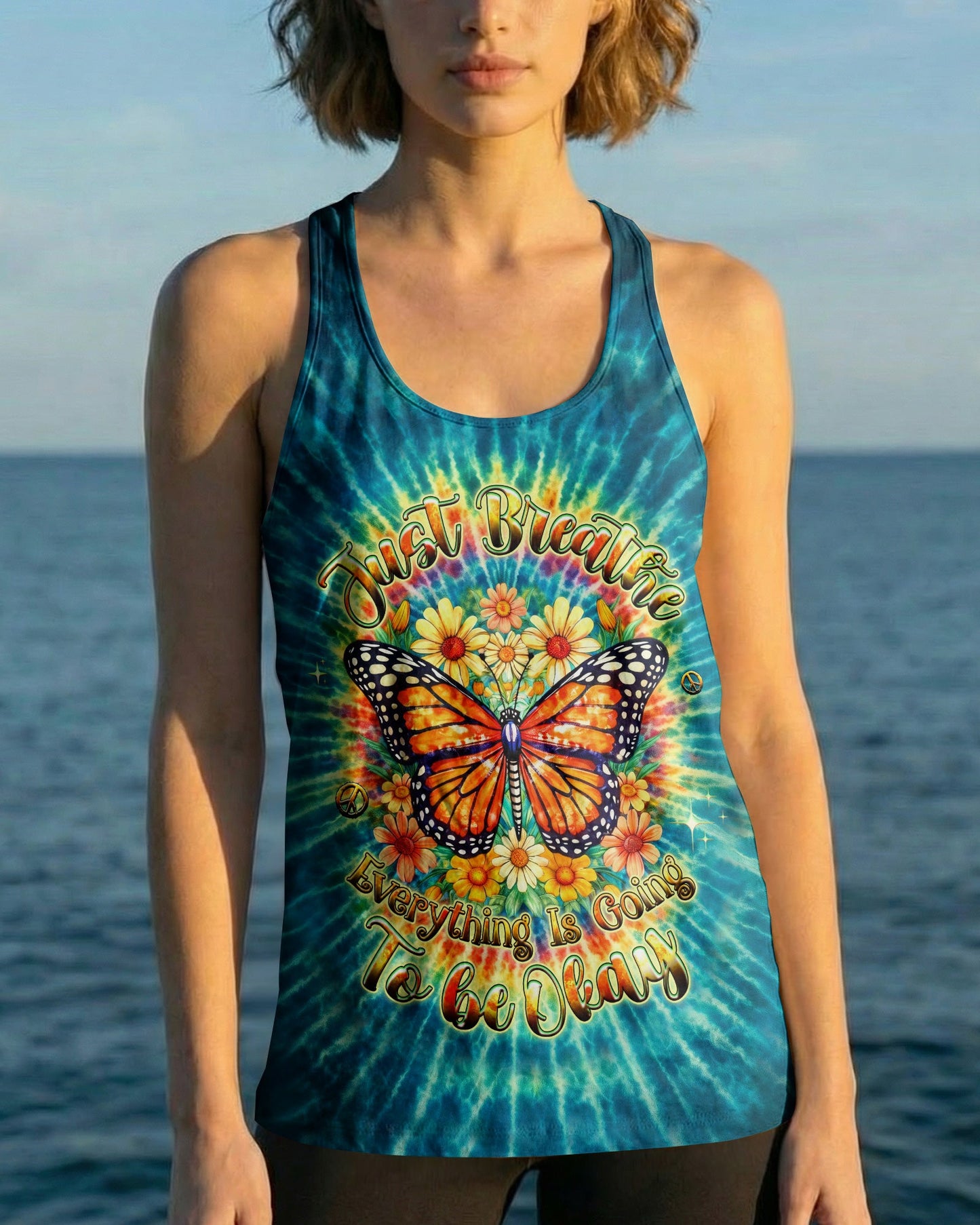 JUST BREATHE BUTTERFLY FLORAL SWIRL ALL OVER PRINT - TLHG0704262