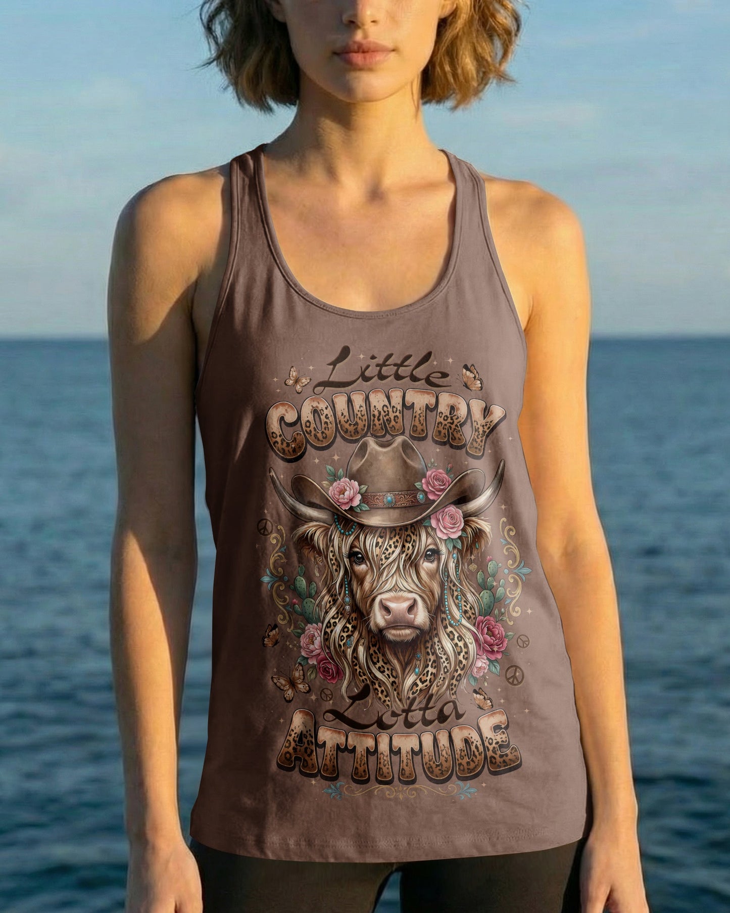 LITTLE COUNTRY LOTTA ATTITUDE COW ALL OVER PRINT  - TLTW1006264