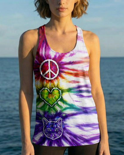 PEACE LOVE CAT FACE ALL OVER PRINT - TLHG15042641