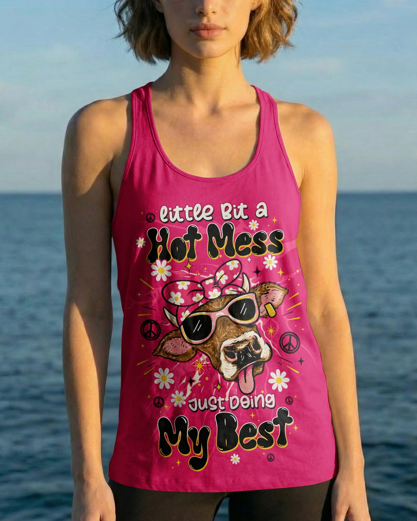 LITTLE BIT A HOT MESS COW ALL OVER PRINT  - TLTW1706264