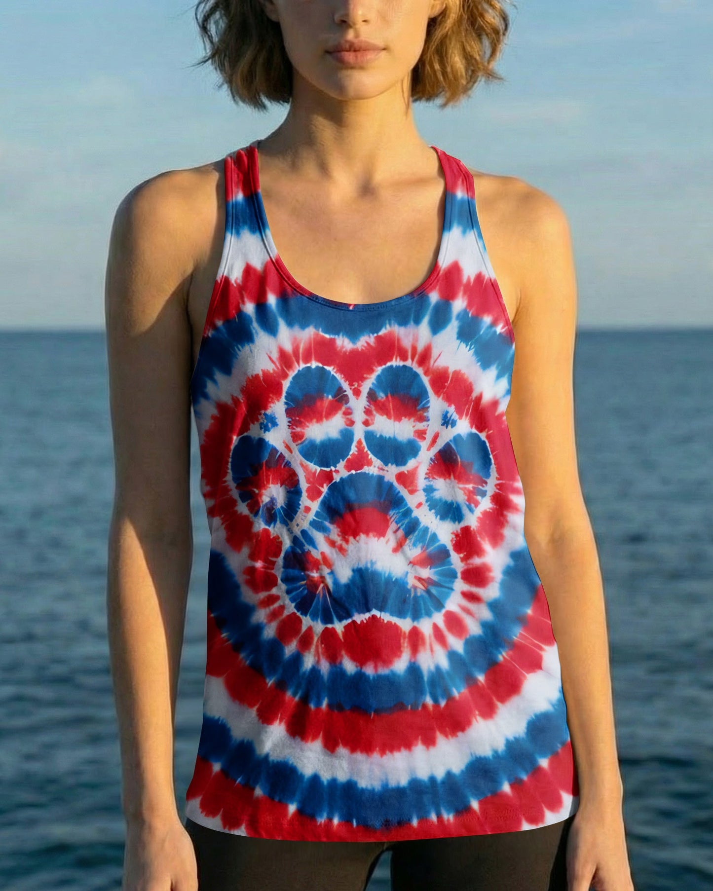 RED WHITE AND BLUE PAW ALL OVER PRINT - TYQY0104261