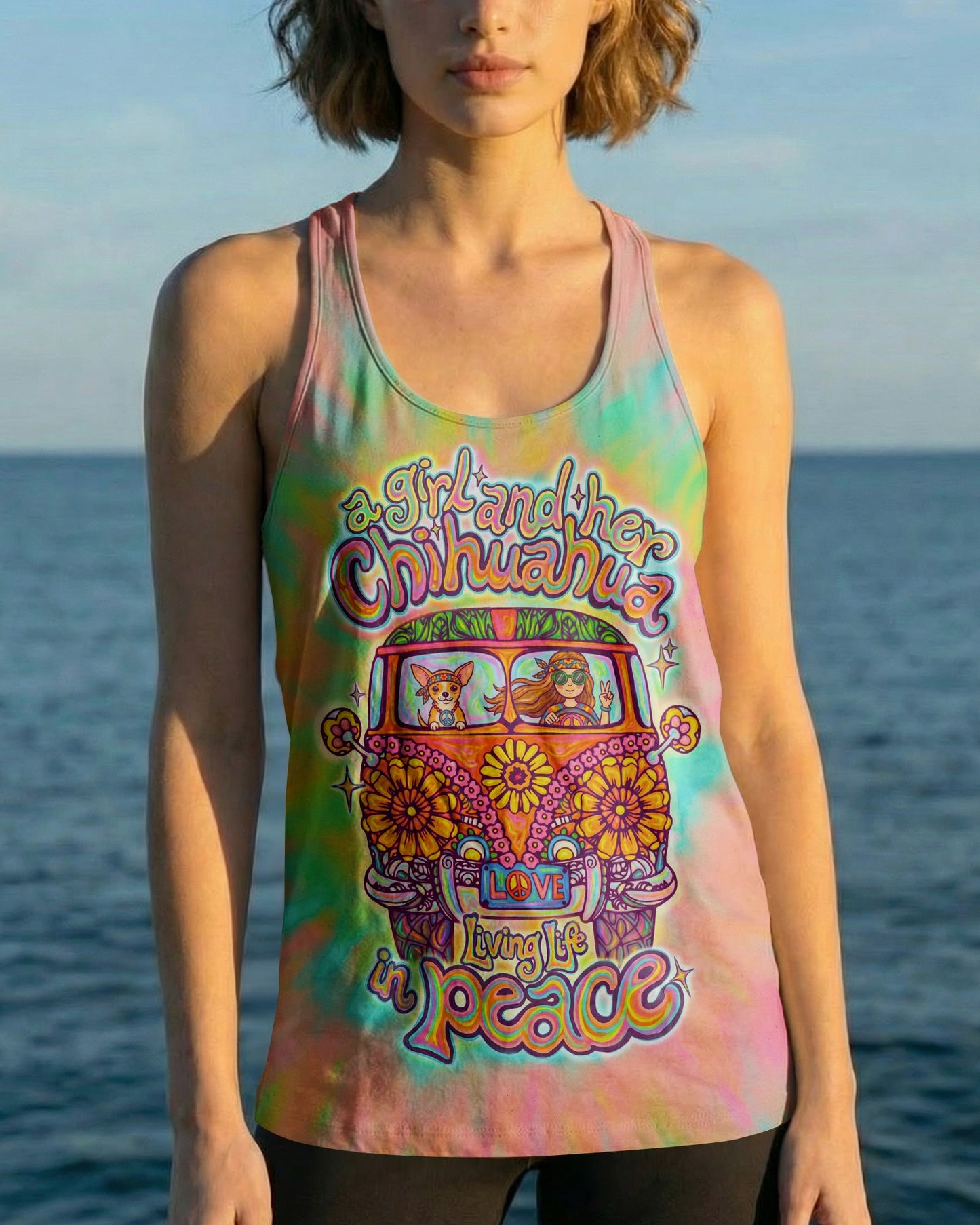 A BOHO GIRL & CHIHUAHUA COLORFUL ALL OVER PRINT - KM1304261