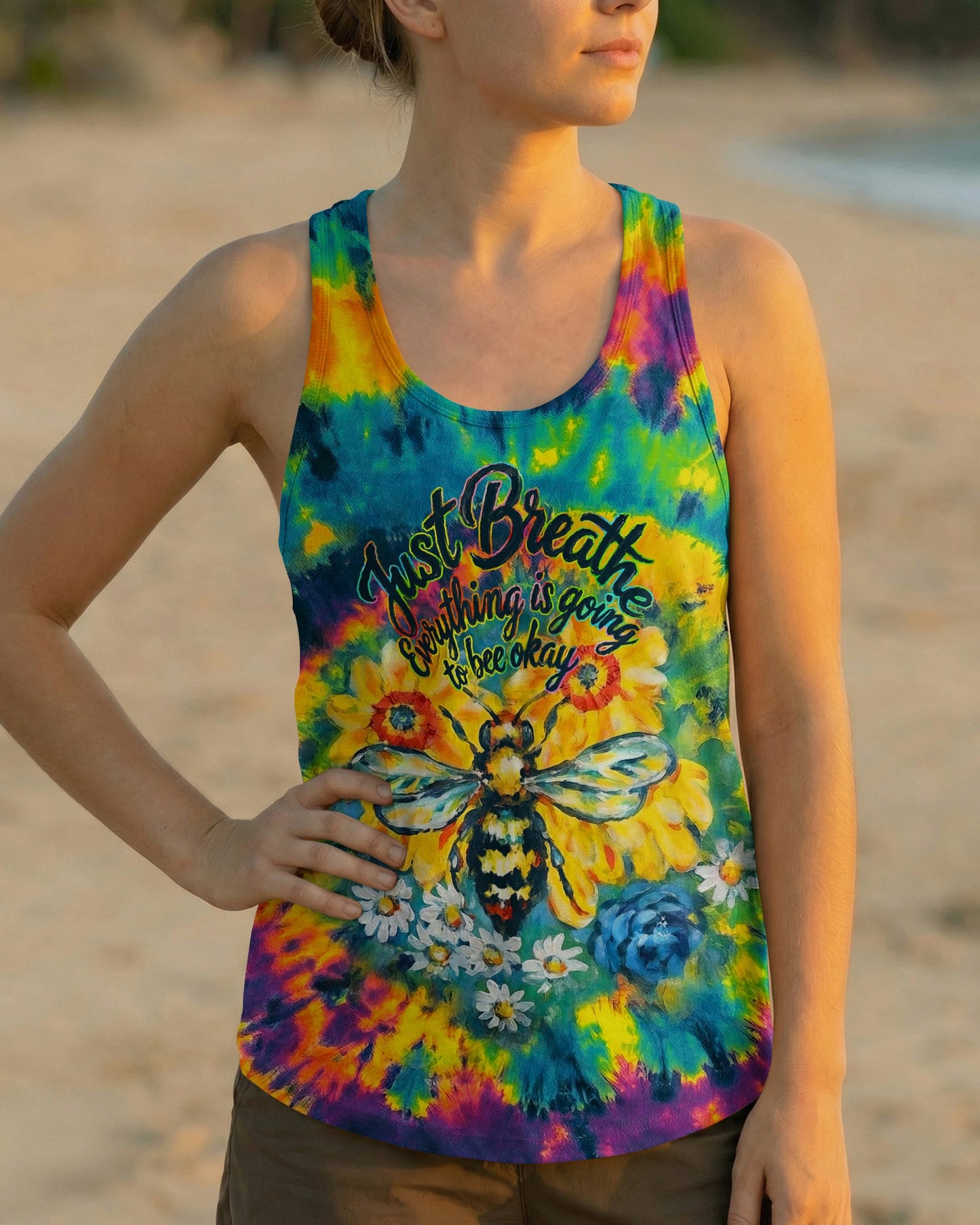 JUST BREATHE BEE SUNFLOWER ALL OVER PRINT - RI2304261