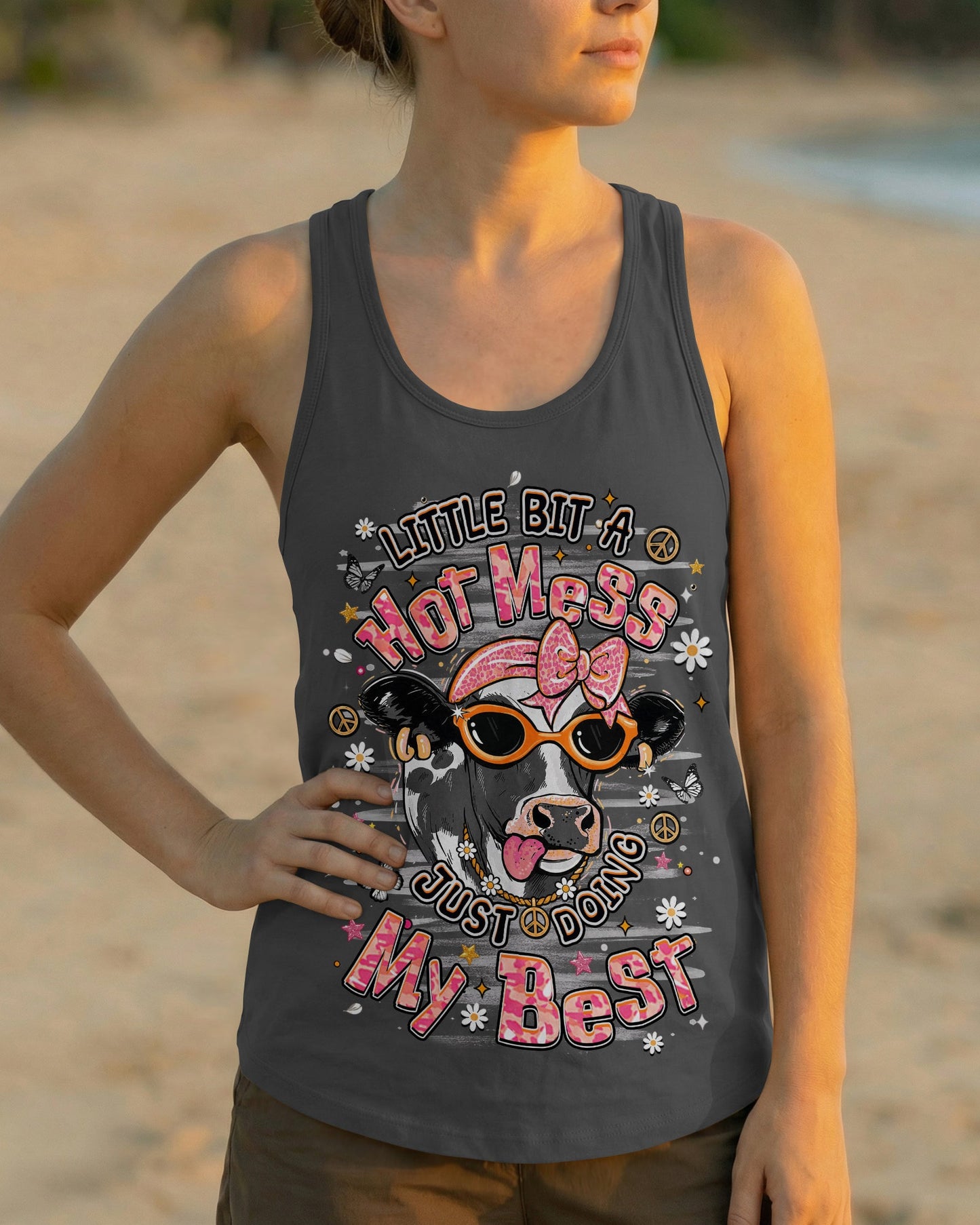 LITTLE BIT A HOT MESS COW ALL OVER PRINT  - TLHN1806264