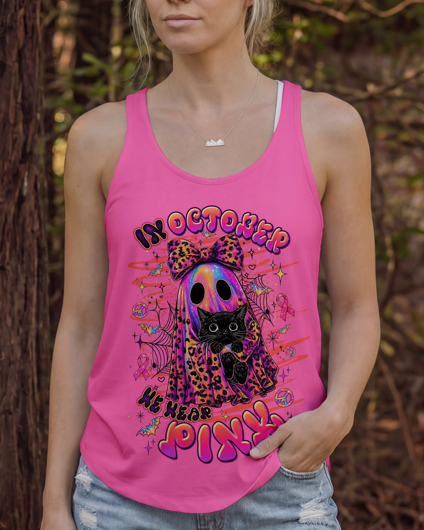 IN OCTOBER WE WEAR PINK BOO BLACK CAT BREAST CANCER AWARENESS ALL OVER PRINT  - TLTW1507265