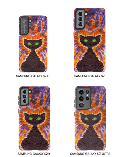 BLACK CAT PURPLE & ORANGE SWIRL  PHONE CASE  - TLHN2404264