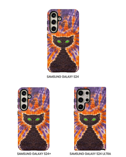 BLACK CAT PURPLE & ORANGE SWIRL  PHONE CASE  - TLHN2404264