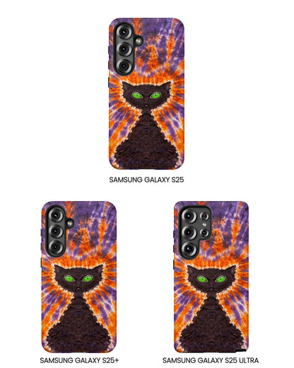 BLACK CAT PURPLE & ORANGE SWIRL  PHONE CASE  - TLHN2404264