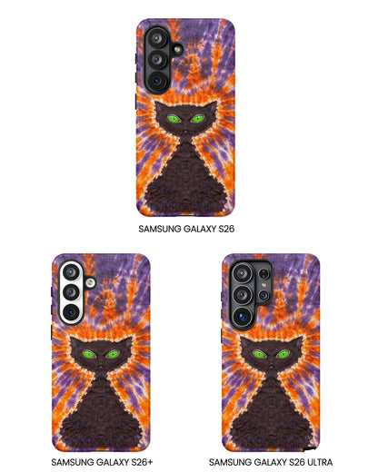 BLACK CAT PURPLE & ORANGE SWIRL  PHONE CASE  - TLHN2404264