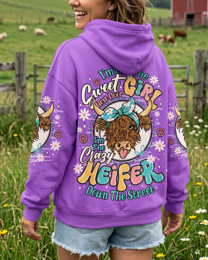 CRAZY HEIFER DOWN THE STREET COW ALL OVER PRINT - TLNO1506261