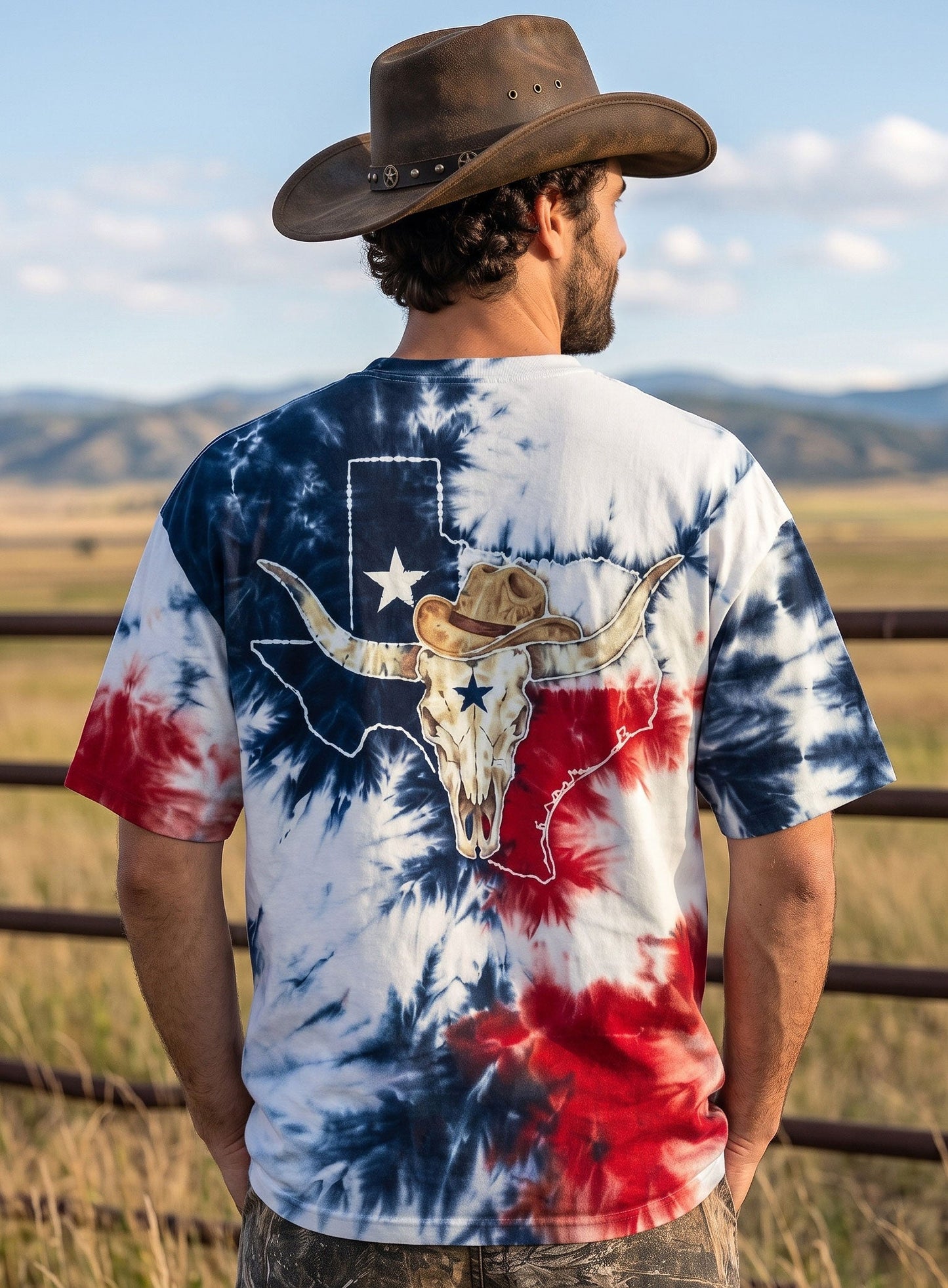 LONGHORN SKULL TEXAS MAP BURST ALL OVER PRINT - TLNO2706261