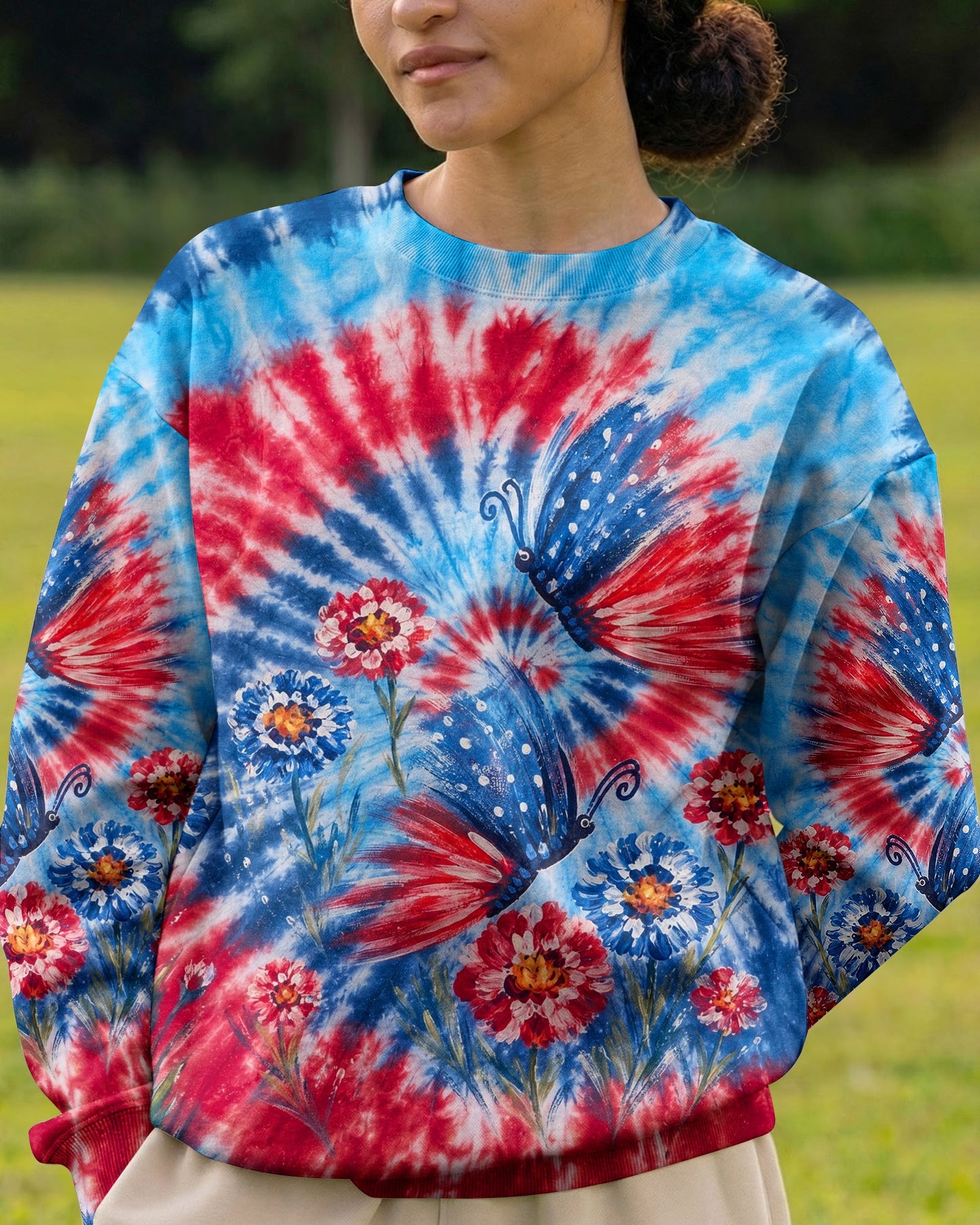 RED WHITE BLUE BUTTERFLY ALL OVER PRINT - RITD2406261