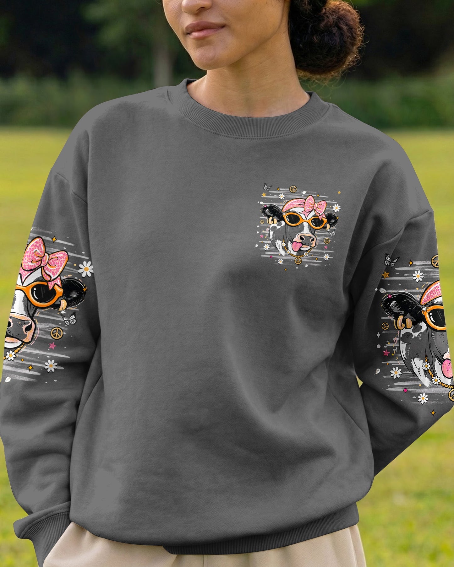 LITTLE BIT A HOT MESS COW ALL OVER PRINT  - TLHN1806264