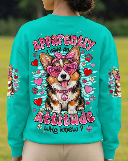 APPARENTLY I HAVE AN ATTITUDE WHO KNEW CORGI DOG ALL OVER PRINT - TYPQ1605261