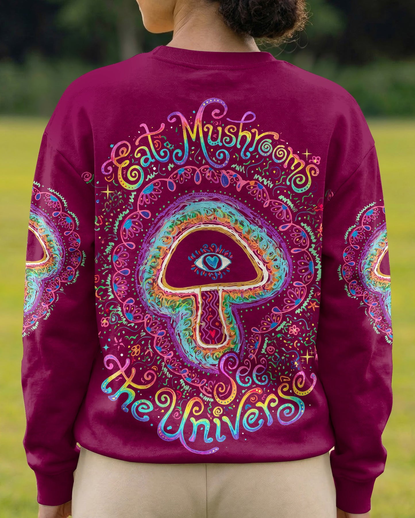EAT MUSHROOMS SEE THE UNIVERSE COSMIC ALL OVER PRINT – KM1504261