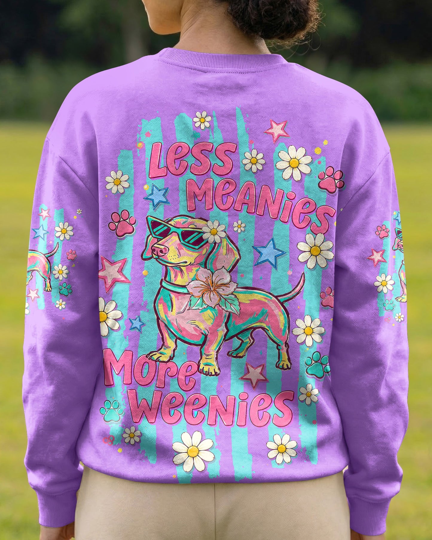 LESS MEANIES MORE WEENIES DACHSHUND DOG  ALL OVER PRINT - TLTW2005261
