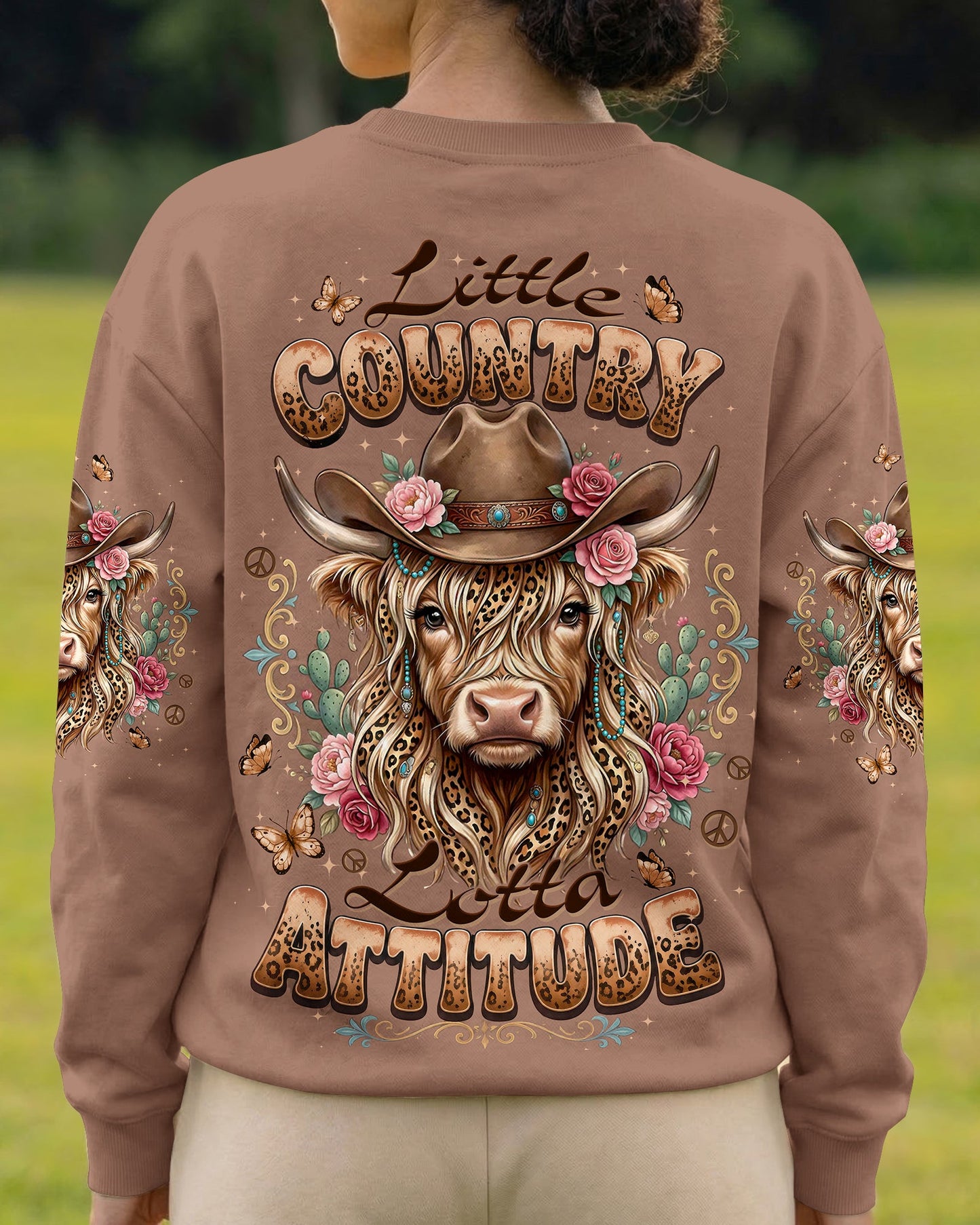 LITTLE COUNTRY LOTTA ATTITUDE COW ALL OVER PRINT  - TLTW1006264
