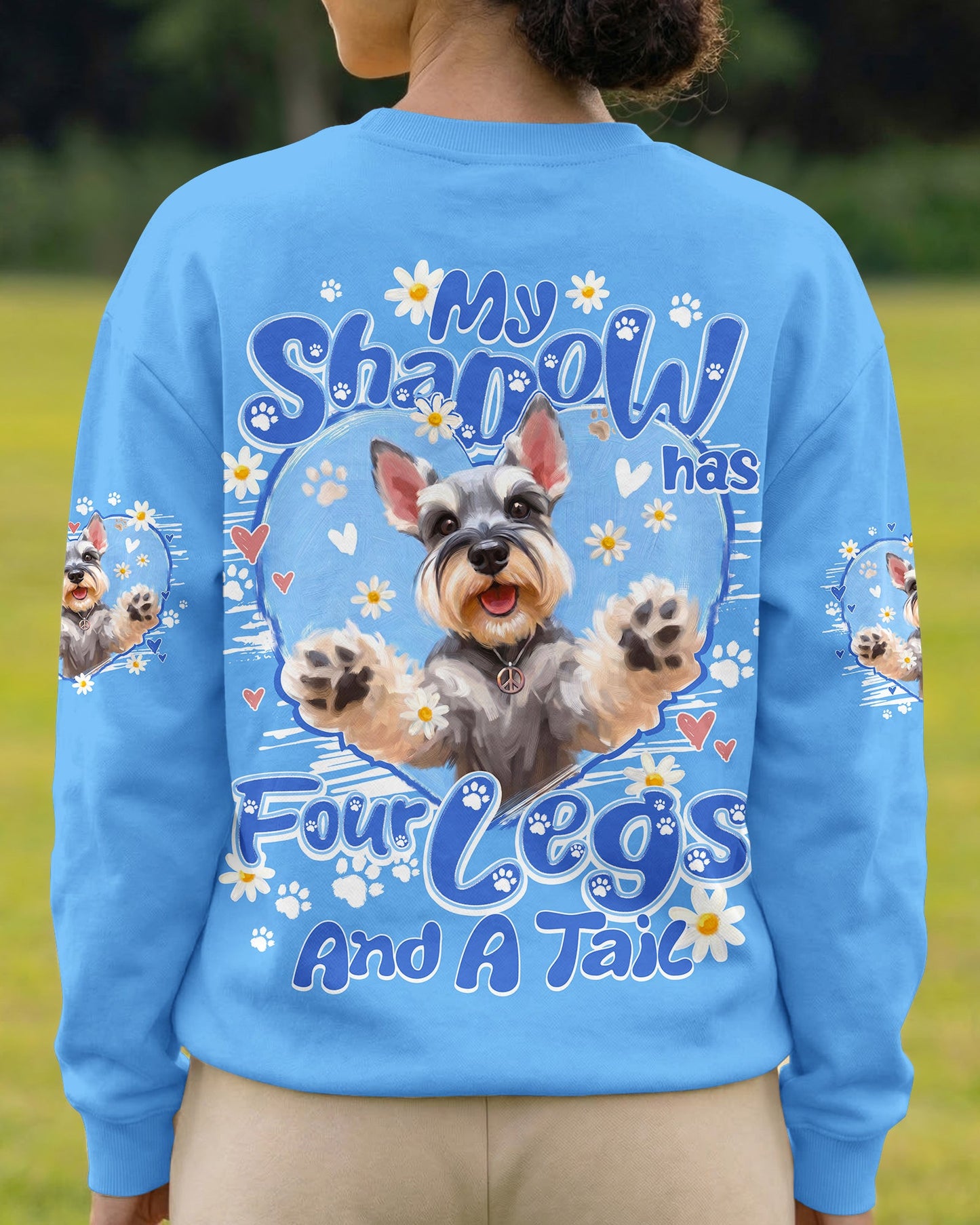 MY SHADOW HAS FOUR LEGS AND A TAIL SCHNAUZER DOG ALL OVER PRINT - TY2005261