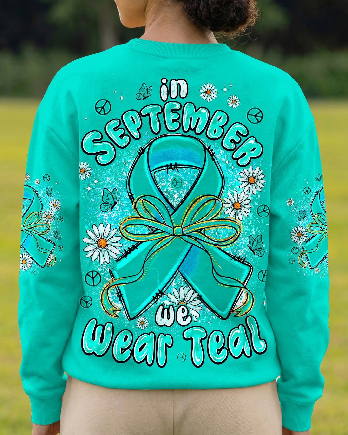 IN SEPTEMBER WE WEAR TEAL OVARIAN CANCER AWARENESS ALL OVER PRINT - TYPQ1507261