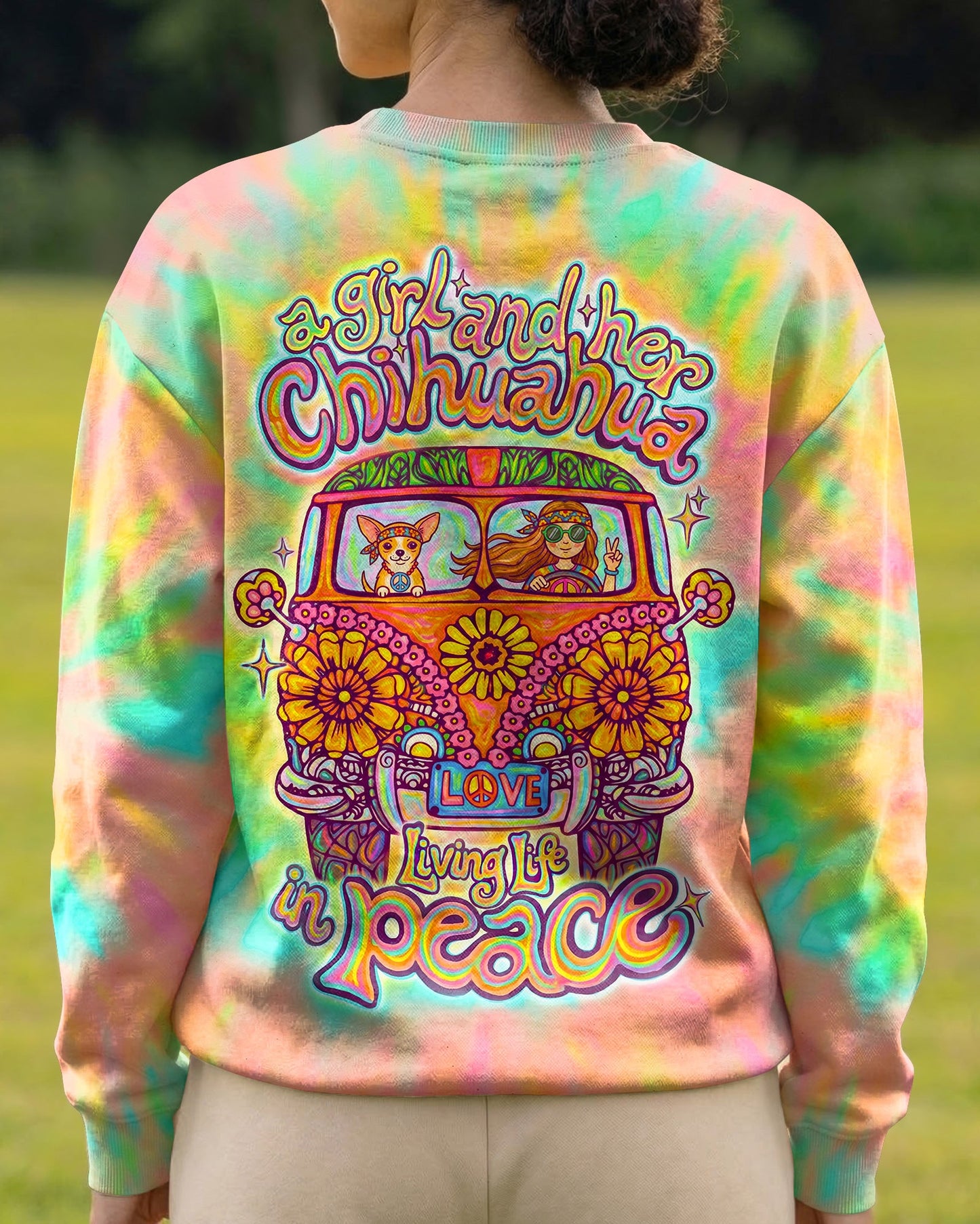 A BOHO GIRL & CHIHUAHUA COLORFUL ALL OVER PRINT - KM1304261
