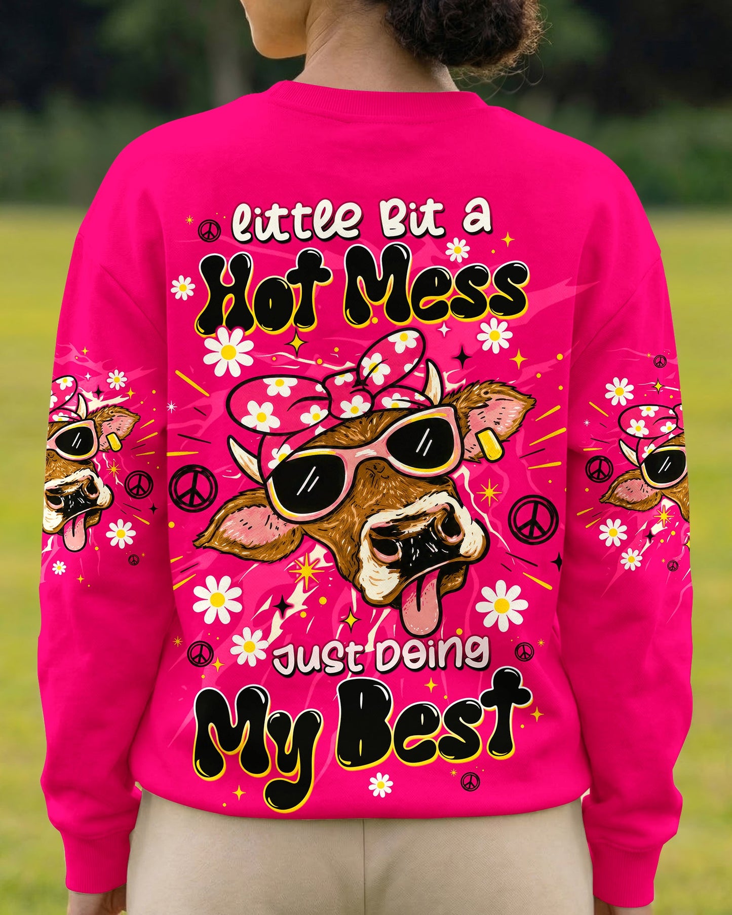 LITTLE BIT A HOT MESS COW ALL OVER PRINT  - TLTW1706264