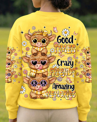 GOOD TIMES CRAZY FRIENDS HIGHLAND COW ALL OVER PRINT - TLNT0707261