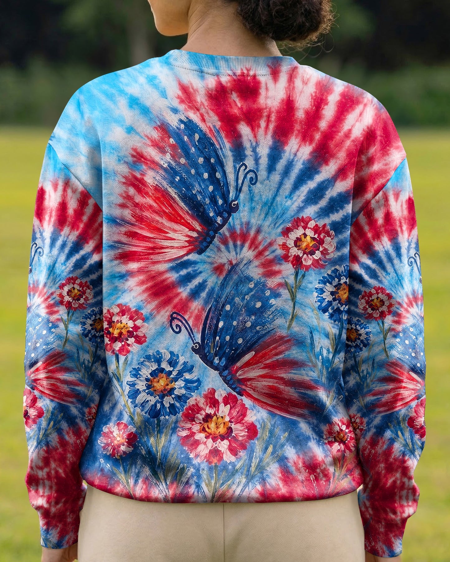 RED WHITE BLUE BUTTERFLY ALL OVER PRINT - RITD2406261