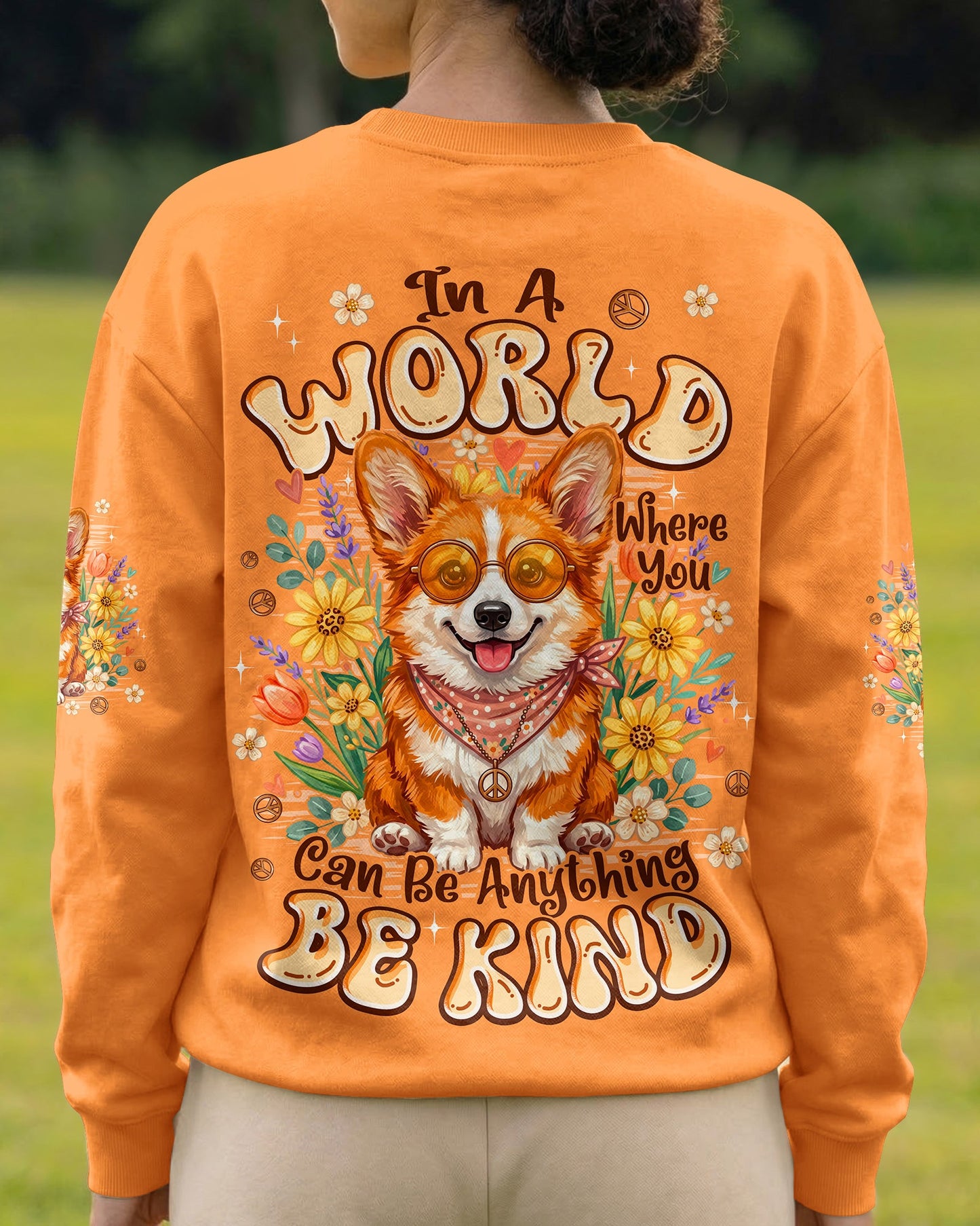 IN A WORLD WHERE YOU CAN BE ANYTHING BE KIND CORGI DOG ALL OVER PRINT - TYPQ2304262