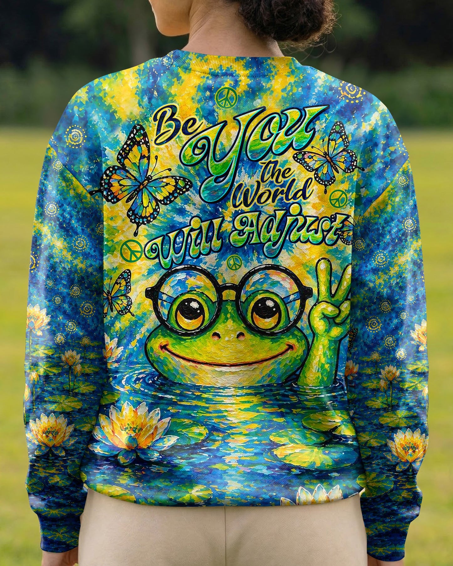 BE YOU THE WORLD WILL ADJUST FROG ALL OVER PRINT - TLTW0705263