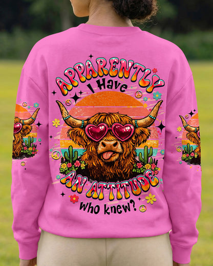 APPARENTLY I HAVE AN ATTITUDE WHO KNEW COW ALL OVER PRINT - TLHN1004261