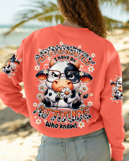 APPARENTLY I HAVE AN ATTITUDE WHO KNEW COW ALL OVER PRINT - TY0206261