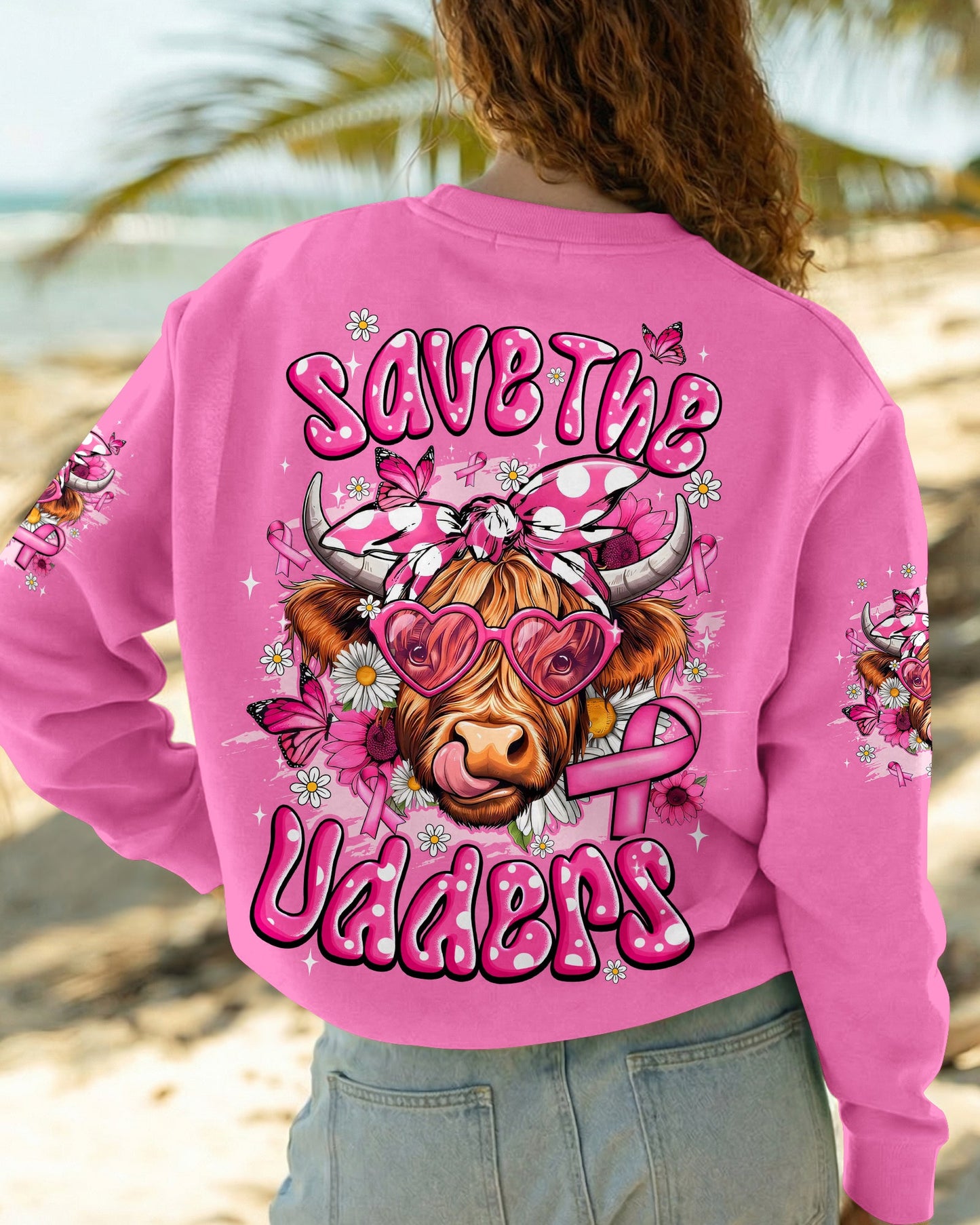 SAVE THE UDDERS HIGHLAND COW BREAST CANCER AWARENESS ALL OVER PRINT - TYQY1507262