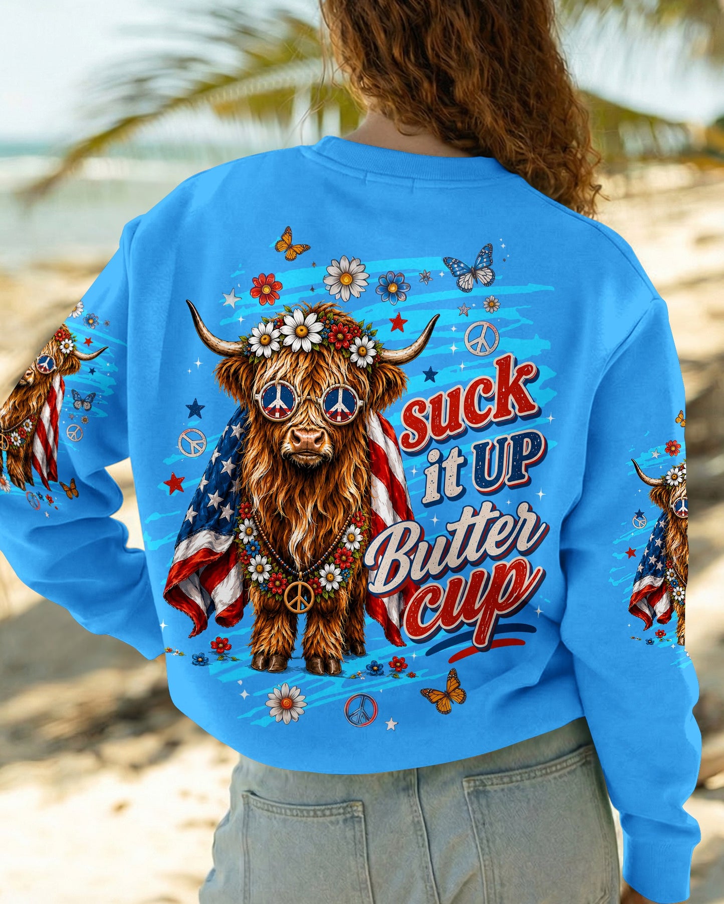 SUCK IT UP BUTTERCUP COW STARS & STRIPES ALL OVER PRINT - TLTW0406264