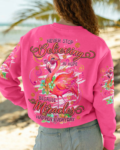 MIRACLES HAPPEN EVERYDAY FLAMINGO ALL OVER PRINT - TYPQ3006261
