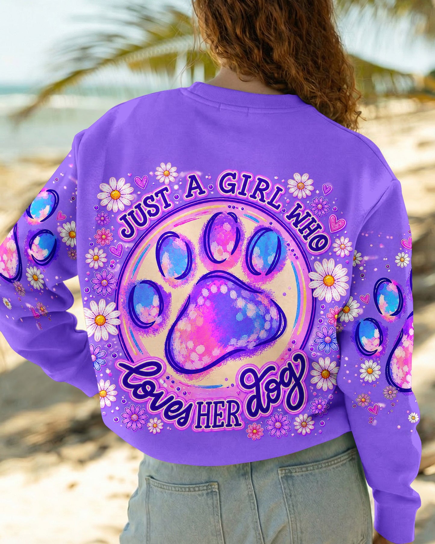 JUST A GIRL WHO LOVES HER DOG PAW ALL OVER PRINT  - TLNT0405264