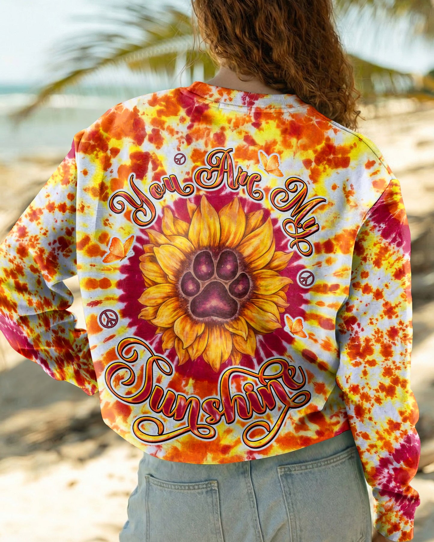 YOU ARE MY SUNSHINE PAW PRINT SUNFLOWER BURST ALL OVER PRINT  - TLTW3006264