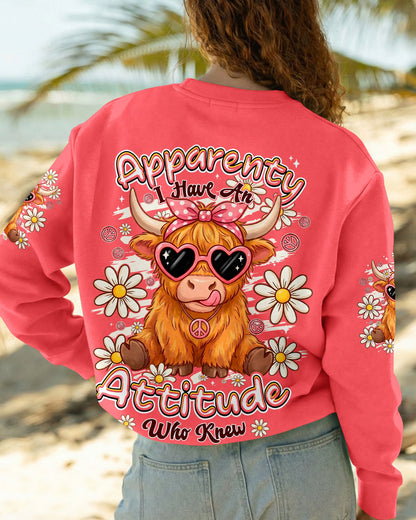 APPARENTLY I HAVE AN ATTITUDE WHO KNEW COW ALL OVER PRINT - TYPQ2206261