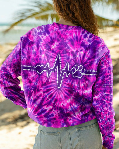 HEARTBEAT PAW PRINT PURPLE PINK BURST ALL OVER PRINT - TLHG1706261